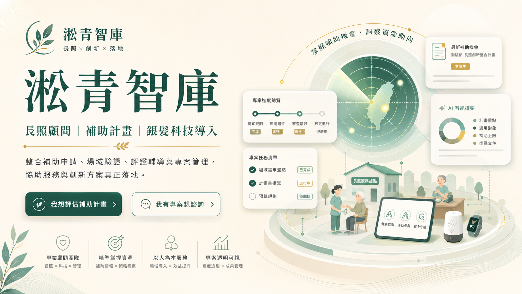 淞青智庫|長照顧問、補助計畫與銀髮科技導入夥伴